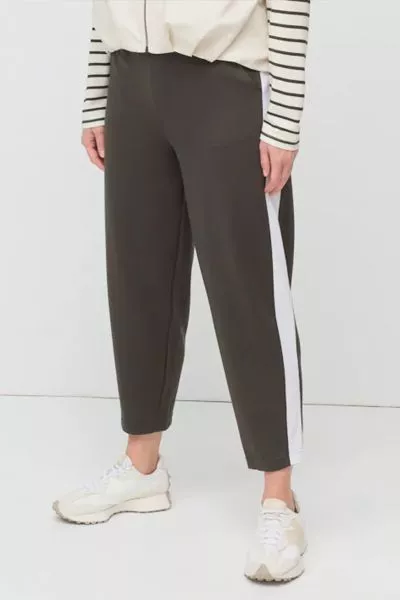 Marco Polo Side Stripe Ponte Jogger In Khaki