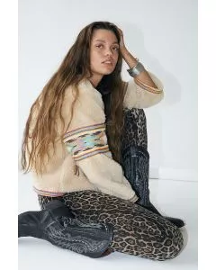 Wrap yourself in soft comfort with a touch of color. SiriLL is the perfect teddy jacket, combining warm materials with eyecatching embroidered details on chest, sleeves and back. With front button closure, style this over easy dresses.25560 7002.
