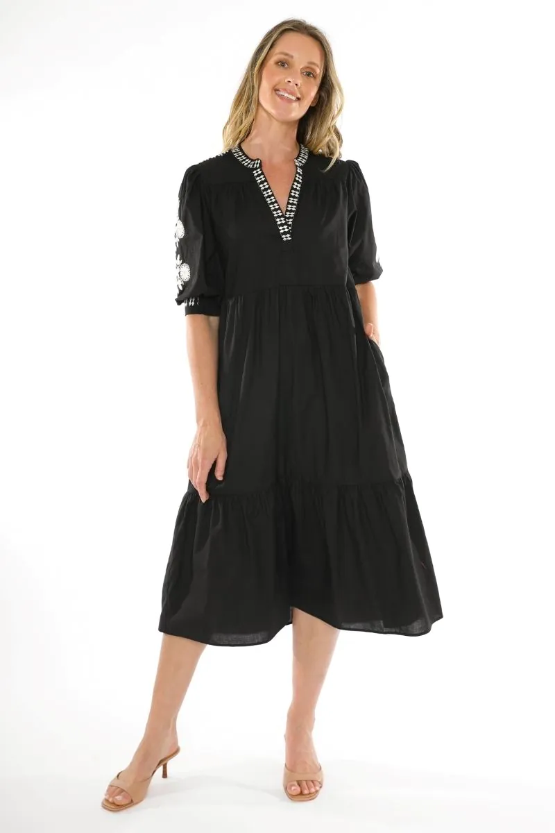 Reads Online Floral Embroidered Tiered Dress In Black By Jump
