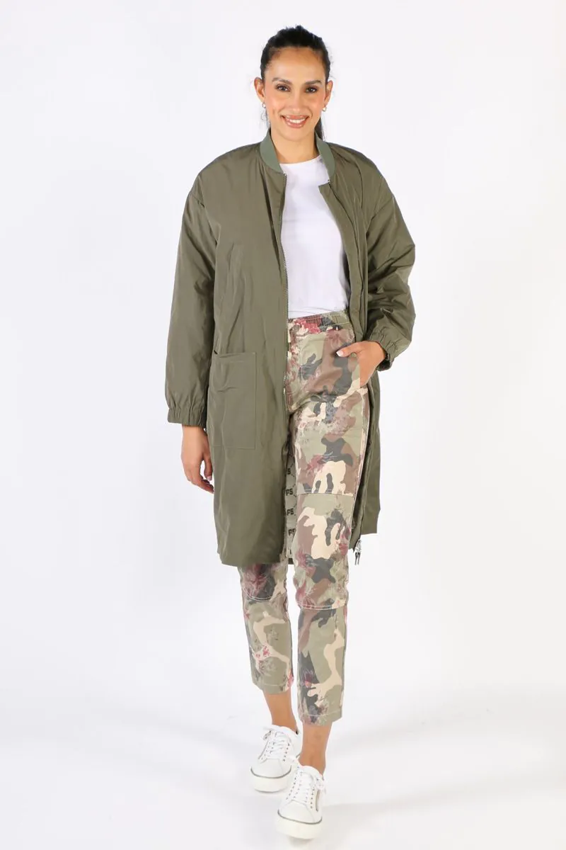 Funky Staff Funky Club Duster Coat In Olive