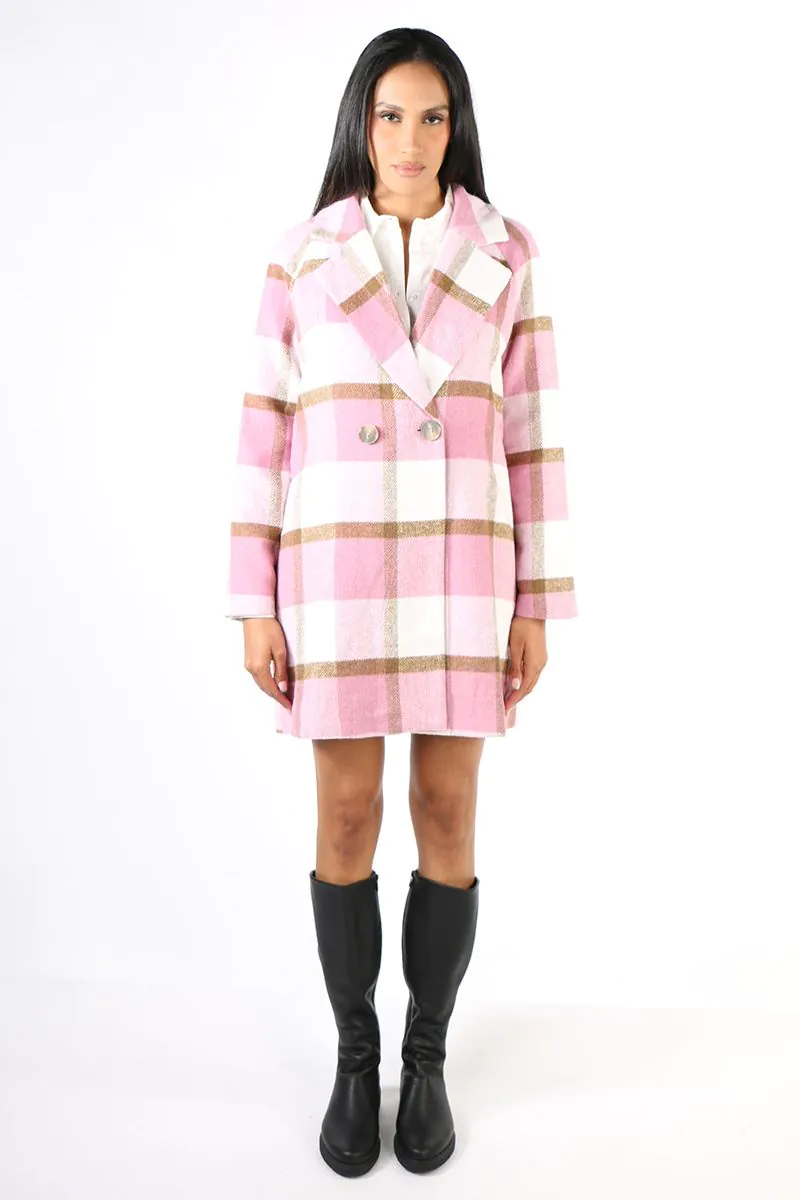 Pink check coat shop