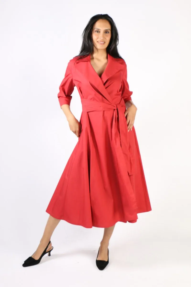 Deep red wrap dress shop