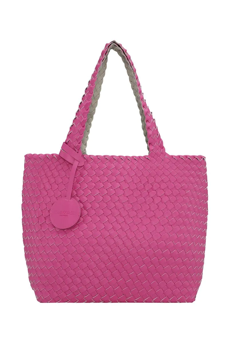 Reversible Woven Tote Bag By Ilse Jacobsen In Pink