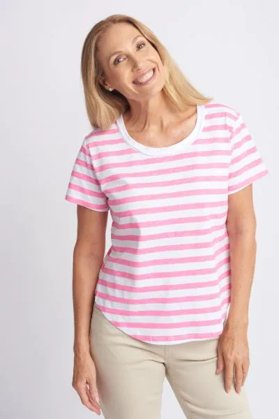 Goondiwindi Cotton Stripe Tee In Pink