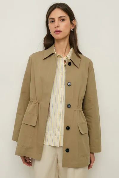 Yerse Short Cotton Trench Coat In Sand