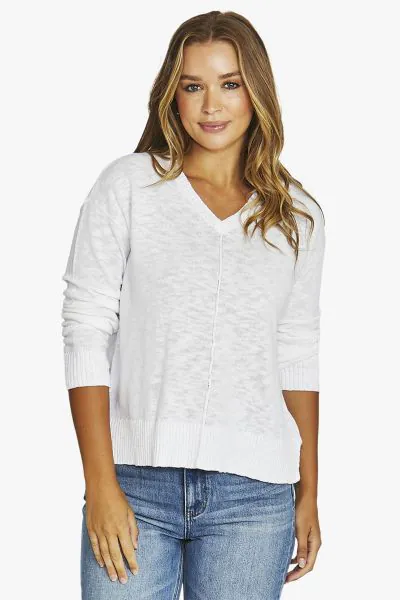 Linen Slub Jumper In White By Jump
