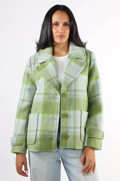 Alison Sheri Check Boxy Jacket In Green