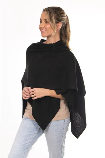 Bridge and Lord Wrap Poncho Topper In Coal