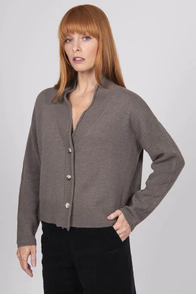 Bridge and Lord Shawl Collar Cardi In Mocha