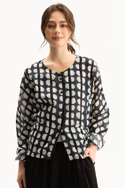 Blacklist Nira Top In Blue Print