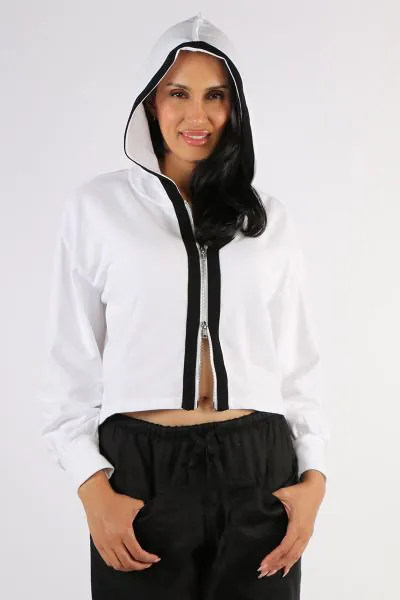 Introducing Blacklist this season in an easy vibe at reads. The cotton hoodie with a zip front has a striking contrast trim and full sleeves. Easy and relaxed vibes to layer over tanks, this Sierra hoodie is more than your average one. 5851.
