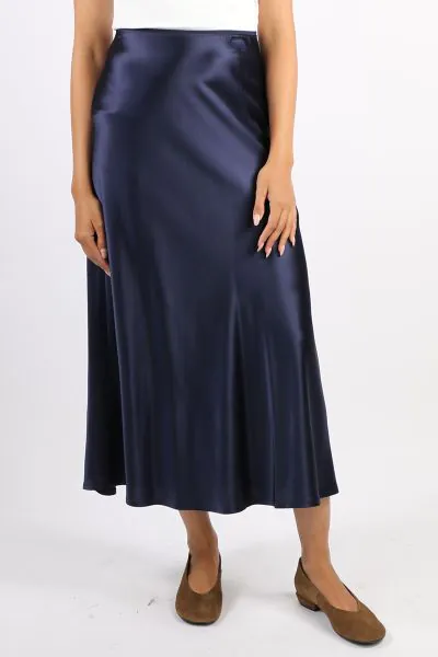 Blackstone Elianna Satin Bias Midi Skirt In Midnight