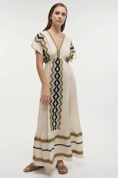 BLE Jacquard Maxi Dress In Cream