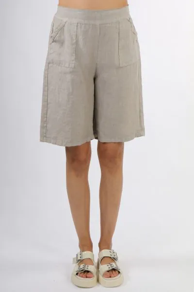Blueberry Linen Cargo Shorts In Beige