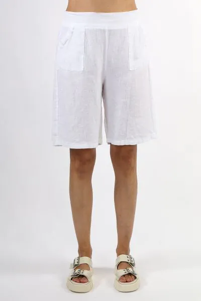 Blueberry Linen Cargo Shorts In White