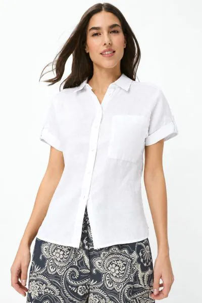 Brax Viv Linen Shirt In White