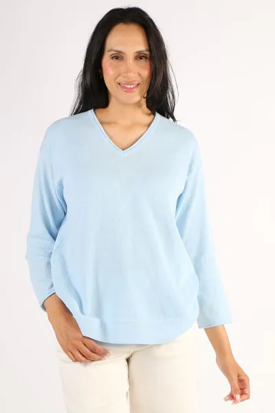 Bridge and Lord Roll Trim Jumper In Sky