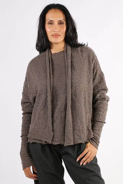 By Basics Merino Bubble Wool Knit Cardi In Earth