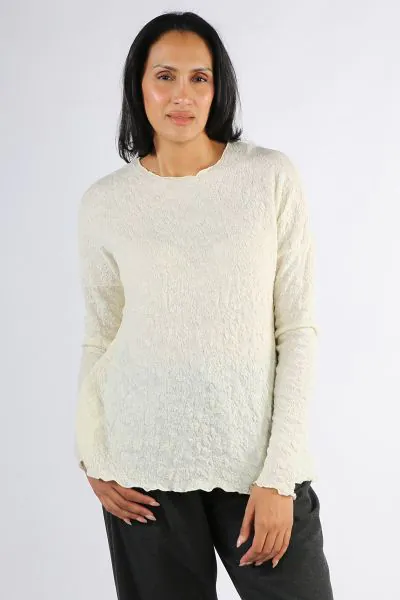 By Basics Merino Bubble Wool Knit Oversized Top In Cream