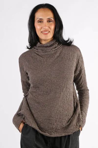 By Basics Bubble Wool Rollneck Top In Earth
