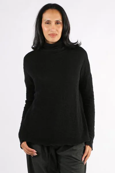 By Basics Bubble Wool Rollneck Top In Black