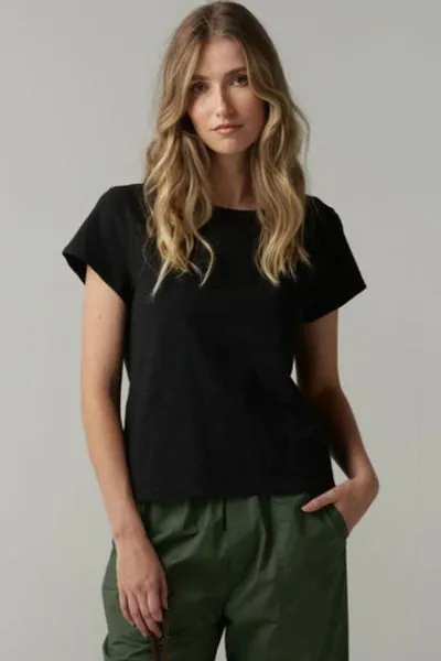 Cloth Paper Scissors Cap Sleeve Tee In Black