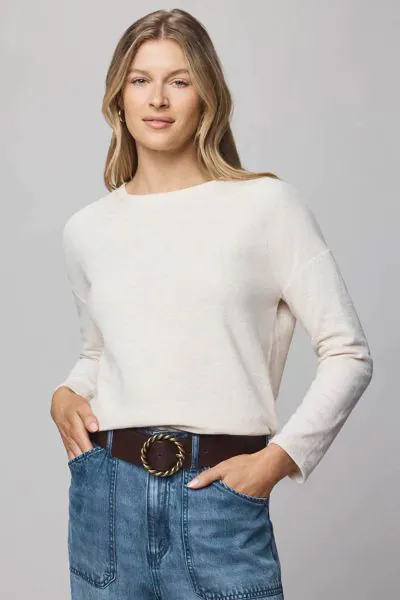 Splendid Callista Long Sleeve Tee In Cream