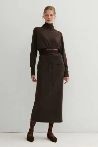 Cashmerism Luxe Pencil Skirt In Chocolate