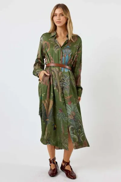 Lula Soul Cheetah Shirtmaker In Olive