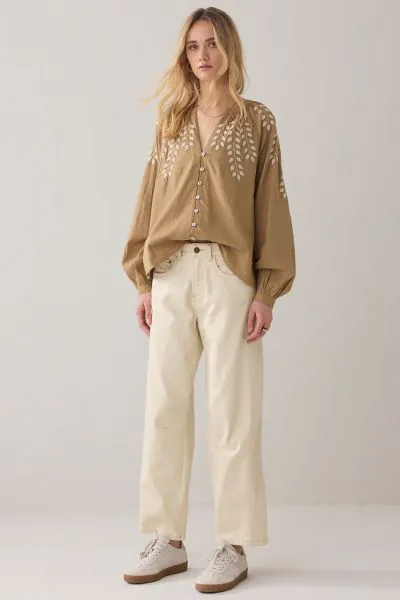 Summum Cocoon Fit Barrel Leg Jean In Calico