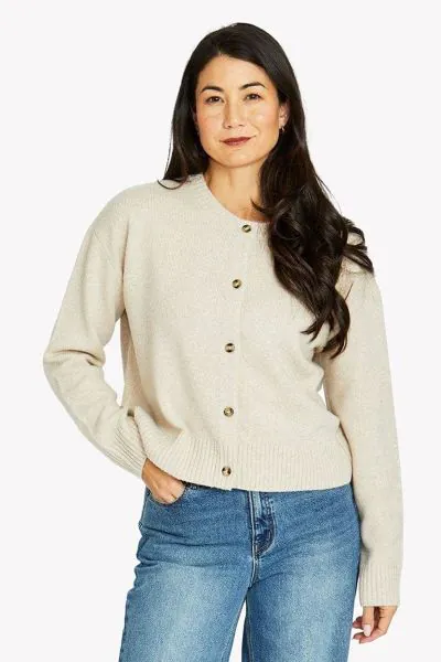 Crew Cardigan In Natural By Jump