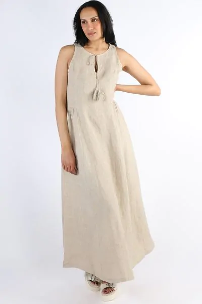 DS Athens Drop Waist Maxi Dress In Beige
