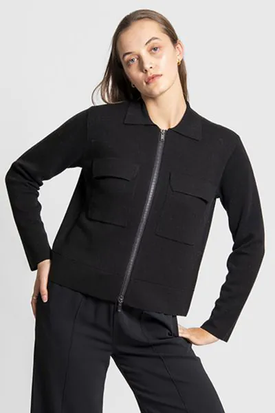 Fields Zipper Front Milano Jacket In Black