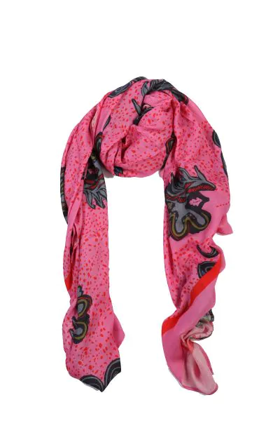 POM Floral Flouro Scarf In Multi