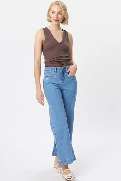 Kireina Freya Cord Mid Blue Jean In Blue