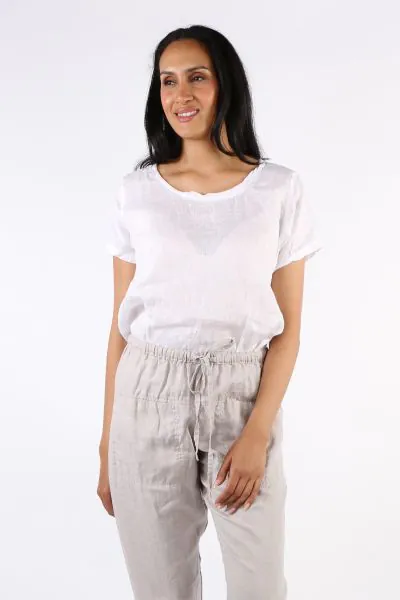 Frockk Ellie Round Neck Top In White