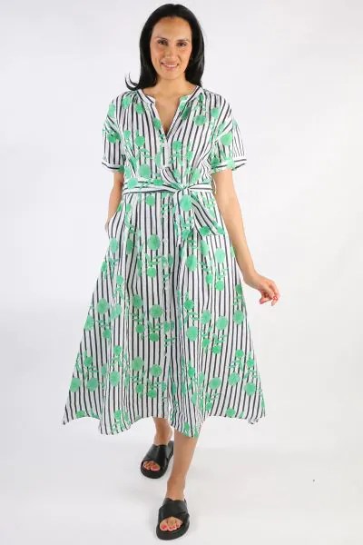 Goondiwindi Linen Maxi Dress Green Aquador Print