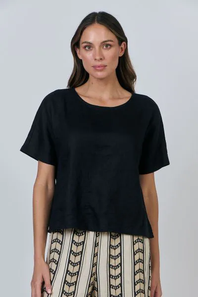 Naturals Panelled Crop Top In Black
