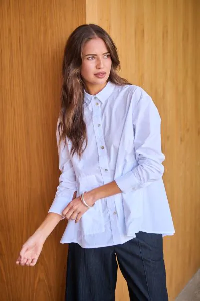 Naturals Panel Oversized Shirt In White