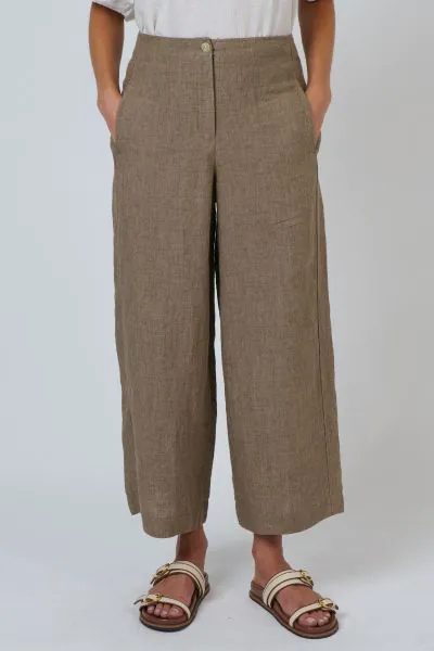 Naturals Washed Linen Cropped Pant In Agate