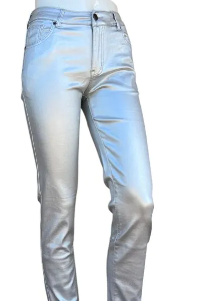 Gabriella Frattini Metallic Jean In Silver