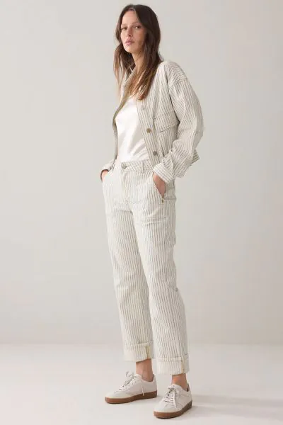 Summum Herringbone Stripe Jeans In Calico