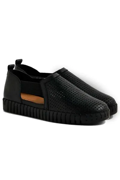 Every wardrobe needs a pair of funky leather sneakers. HABIKI by Django and Juliette has a slip on style with punch sided leather and elastic sides. It is a trendy style that will take you straight into the weekend.
