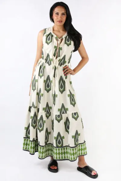 Pearl and Caviar Muses Dress In Green