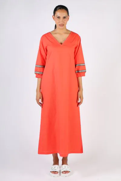 Bagruu Elena Twill Dress In Poppy