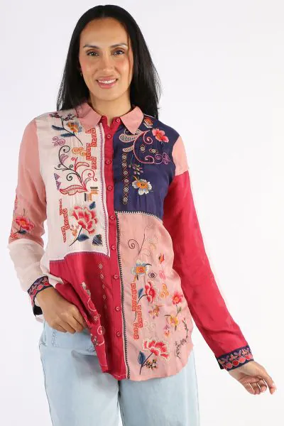Johnny Was Marcia Colour Block Shirt In Multi