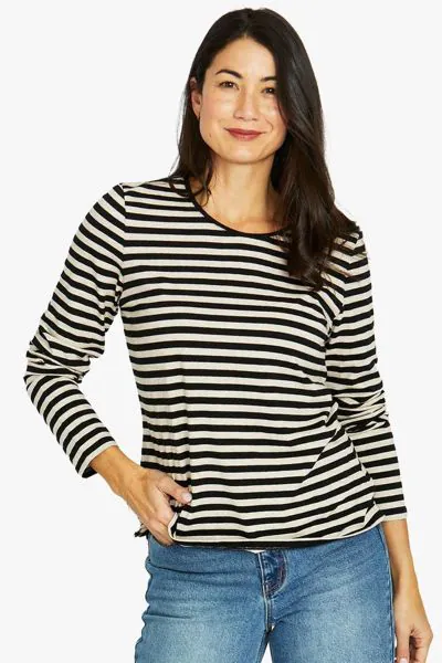 Stripe Crew Tshirt In Black By Jump