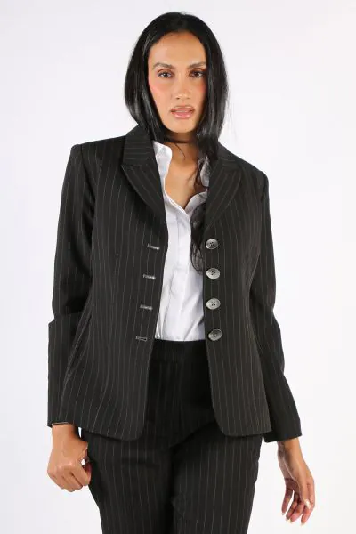 Lania Pinstripe State Blazer In Black