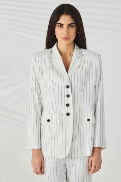 Lania Director Pinstripe Jacket In White