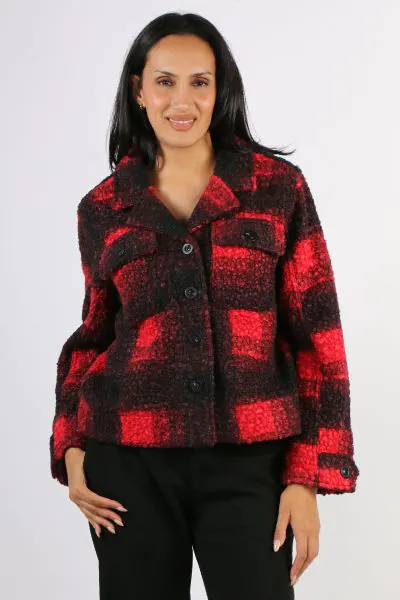 Liverpool Boxy Mohair Check Jacket In Check
